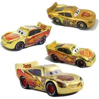 Coches de Pixar, Cars 3, Coche de Juguete de Aleación con Baño de Oro de Lightning McQueen y Mater, Colección de Modelos de Coches a Escala 1:55, Vehículos de Juguete Fundidos a Presión para Niños,