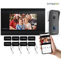 Videoportero WiFi TMEZON de 2 Cables con Intercomunicador, Monitor Táctil de 7 Pulgadas 1080P, Desbloqueo 4 en 1 por APP/Tarjeta, Compatible con Tuya App