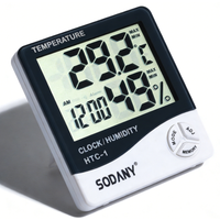 SODANY Termómetro Higrómetro Digital Interior con Reloj Despertador y Calendario Monitor de Temperatura y Humedad Preciso