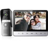 Videoportero TMEZON con 4 cables, intercomunicador con timbre, videoportero con cámara, 120 °   Cámara de visión amplia, pantalla a color de 7 pulgadas
