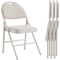 Juego de Sillas Plegables con Estructura Metálica, Asiento y Respaldo de Tela, Apilables para Interiores/Exteriores, Oficina, Fiestas, Eventos, Conferencias