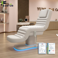 Camilla Eléctrica de 4 Motores Blanca Dorada para Salón de Belleza, Tratamientos Faciales, Pestañas, Ajuste Eléctrico Ergonómico