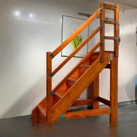Escalera de madera dúplex para loft, plataforma de escaleras, escalera recta, escaleras de madera integrales para el hogar, escalera de escenario, suelo tipo loft con pasamanos
