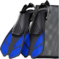 Aletas de Snorkel con Hebillas Ajustables, Aletas de Natación Cortas de Silicona, Zapatos de Buceo con Talón Abierto, Talla de Viaje para Adultos, Hombres y Mujeres