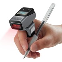 Escáner de códigos de barras Bluetooth Eyoyo EY-038 con minipantalla. Lector inalámbrico de códigos de barras 1D o 2D, diseño para llevar en el dedo, escaneo rápido y preciso, compatible con iPad,