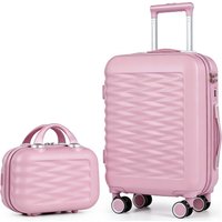 Juego de Maletas de 2 Piezas, Maleta de Cabina Pequeña de 20 Pulgadas con Estuche de Belleza, Maleta de Viaje Ligera de Carcasa Rígida de ABS+PC
