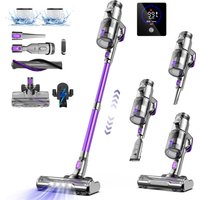 FixtFixer Aspiradora sin Cable, 500W Aspirador Escoba sin Cable Potente, Aspiradora 6 en 1 con Pantalla Táctil, Autonomía 80 Min Batería Extraíble, para Hogar Suelos Alfombras Pelo de Mascotas