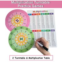 Tarjetas de mesa de multiplicación Montessori 1-12, juego de entrenamiento de tocadiscos de multiplicación, ayudas de aprendizaje de información matemática de autocontrol para niños
