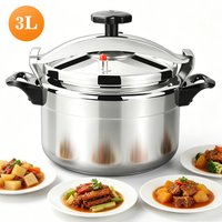 Olla a Presión de Aluminio de 3L para Estufa de Gas, Doble Fondo Antiexplosión, Calentamiento Rápido, Mango de Baquelita, Válvula de Seguridad para Cocina Doméstica