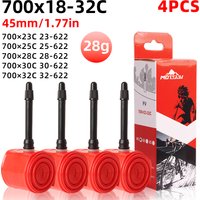 4 Piezas de Cámaras de Aire Ultraligeras para Bicicleta de Carretera 700c, Tubos de TPU de 45mm 65mm 85mm con Válvula Francesa 23C 25C 28C 30C 32C para Neumáticos de Ciclismo