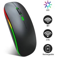 Ratón inalámbrico recargable de doble modo, compatible con Bluetooth, 2,4G, USB, para ordenador portátil, iPad, tableta, Notebook, ratón para videojuegos