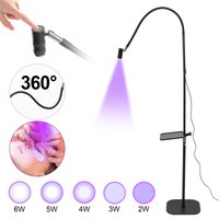 Lámpara UV de 6W para Curado de Pestañas, Luz UV para Pegamento de Pestañas y Uñas con Pedal, para Tratamientos Faciales, Extensiones de Pestañas, Lámparas de Pie para Belleza