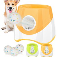 Lanzador Automático de Pelotas de Tenis para Perros Medianos/Grandes, Juguete de Persecución, Lanzador de Pelotas de Tenis Recargable por USB con 3 Pelotas Interactivas