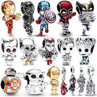 Colgante de Plata de Ley 925 de las Series Marvel y Star Wars, Compatible con Pulseras y Collares de 3 mm, Joyería de Lujo para Mujer, Fabricación de Joyas DIY