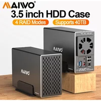 MAIWO Carcasa para Disco Duro de 3.5 Pulgadas, Estación de Acoplamiento SATA RAID de Doble Bahía para Discos Duros Externos de 2.5/3.5 Pulgadas