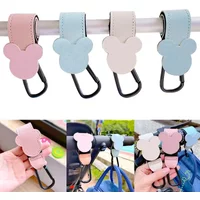 Ganchos para cochecito de bebé, Clips de cuero PU, organizador de carrito giratorio, gancho para cochecito, accesorios para cochecito giratorio de 360 grados, 1/2 Uds.