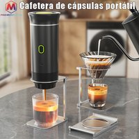 Cafetera Eléctrica Portátil de Cápsulas Cafetera Espresso Inalámbrica con Bomba Calentadora Cafetera de Viaje y Coche 3-en-1