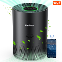 Purificador de aire doméstico con filtro True HEPA H13 para dormitorio, cocina y baño; elimina humo, polvo, polen y olores; incluye detección de PM2.5, CADR de 185 m³/h y compatibilidad con Tuya; apto