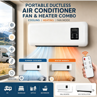 Unidad de Aire Acondicionado Split sin Ductos, Montada en la Pared, Portátil, con Función de Calefacción y Ventilador, para Todas las Estaciones, Ideal para Autocaravanas, Dormitorios y Oficinas
