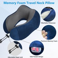 Almohada cervical de viaje sin caída de cabeza, almohada cervical ergonómica en forma de U de espuma viscoelástica, soporte cervical de 360° para siestas en avión, coche y oficina, funda lavable.
