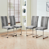 Sillas cantilever Freischwinger, juego de 4 piezas de piel sintética, sillas de comedor con respaldo alto y estructuras metálicas cromadas, sillas tapizadas para comedor, sala de estar y oficina