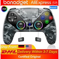 Controlador Inalámbrico RGB para Playstation 5 PS5/PC, Gamepads con Giroscopio de 6 Ejes, con Dual Shock Turbo y Programación de Macro, Joystick de Juego con Conector de 3.5mm