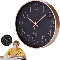 Reloj de Pared Radiocontrolado de 30 cm – Movimiento Silencioso Sin Tictac – Cambio Automático de Horario de Verano a Invierno – Marco de PVC y Cristal HD – Fácil de Colgar – Regalo para Dormitorio o