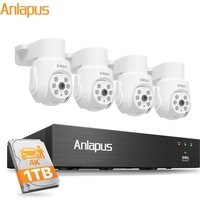 Sistema de Cámaras de Seguridad CCTV con Cable Anlapus 4K 8MP 360 °   Cámaras Panorámicas/Inclinables para Exteriores e Interiores, Grabación de Video y Audio 24/7, DVR CCTV de Vigilancia de 8 Canales