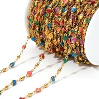 Cuentas de acero inoxidable de 1 metro, cadenas esmaltadas en forma de corazón a granel para joyería DIY, pendientes, collares, suministros, pulseras, accesorios