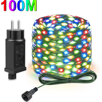 50M 100M 24V luces LED de Navidad alambre verde luces de hadas de cuero cadena impermeable al aire libre jardín fiesta boda guirnalda Decoración