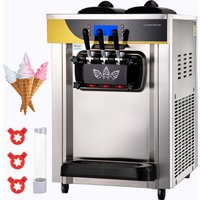 SucceBuy-máquina comercial para hacer helados, rendimiento de 22-30L/H, máquina de servicio suave para encimera de 2200W con tolva de 2x6L, Panel LCD de cilindro de 2L