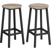 VASAGLE Taburete de bar, Juego de 2, Sillas de Bar, Sillas de Cocina con Estructura de Metal, FÁcil Montaje, con ReposapiÉs, para Cocina, SalÓn, Comedor, Beige Roble y Blanco Clásico/Greige y
