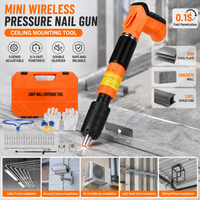 Pistola de clavos inalámbrica mini para concreto, fijador de techos, 5 velocidades ajustables, pistola de clavos manual de acero con reducción de ruido para montaje de cables, aire acondicionado y