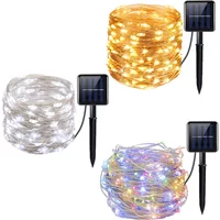 Guirnaldas de luces LED solares de 7M/12M/22M/32M, guirnaldas para camino al aire libre, lámpara impermeable para Patio, Navidad, boda, jardín, farolas