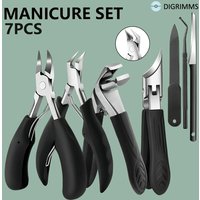 Juego de 1/7 Piezas de Herramientas Profesionales para el Cuidado de las Uñas, para Uñas Encarnadas y de los Pies, con Mango Clásico Ergonómico de Acero Inoxidable