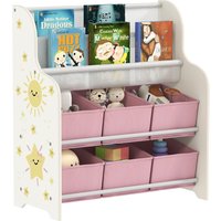 Estantería Infantil para Juguetes con 6 Cajas Extraíbles de Tela no Tejida y 2 Estantes para Guardería 63x30x71 cm Verde