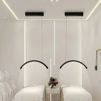 Lámpara de Media Luna de 48W para Arte de Uñas y Cuidado de la Belleza, Altura Ajustable, 3 Temperaturas de Color, Interruptor Giratorio, Luz LED Colgante Regulable