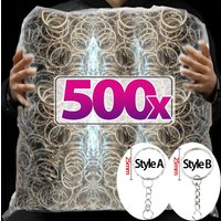 50/500 Uds llavero de Metal chapado en plata en blanco llaveros divididos con cadena hebillas de escalada mosquetón llavero Accesorios