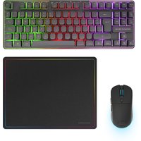 Mars Gaming MCPWTKL, Combo Gaming Inalámbrico, Tecnología DualPro Link 2.4GPRO, Teclado TKL FRGB Rainbow + Ratón RGB 3200DPI y Switches HUANO + Alfombrilla Antideslizante 360x260mm, Combo PC