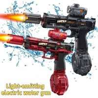 Pistola de Agua Eléctrica con Luz y Efecto de Llama, de Alta Velocidad y Gran Potencia, Juguetes para Exteriores, Playa, Piscina, Juego de Disparos