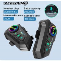 KEBIDUMEI 1/2x Auriculares Intercomunicadores para Motocicleta, Casco BT 5.3 para 2 Motociclistas, Intercomunicador de 300M, Impermeable, Interfono para Compartir Música