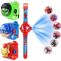 Relojes infantiles con proyección de Spider-Man a la moda para niños, Capitán América, Iron Man, reloj Digital para niños, juguetes para estudiantes, regalos