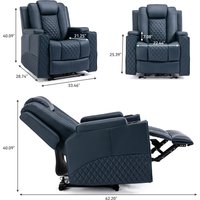 Sillón de TV COMHOMA, sillón reclinable con función reclinable, sillones reclinables y tumbonas con LED, sillón de TV ajustable eléctricamente hasta 150 kg con función de masaje, salón, dormitorio,
